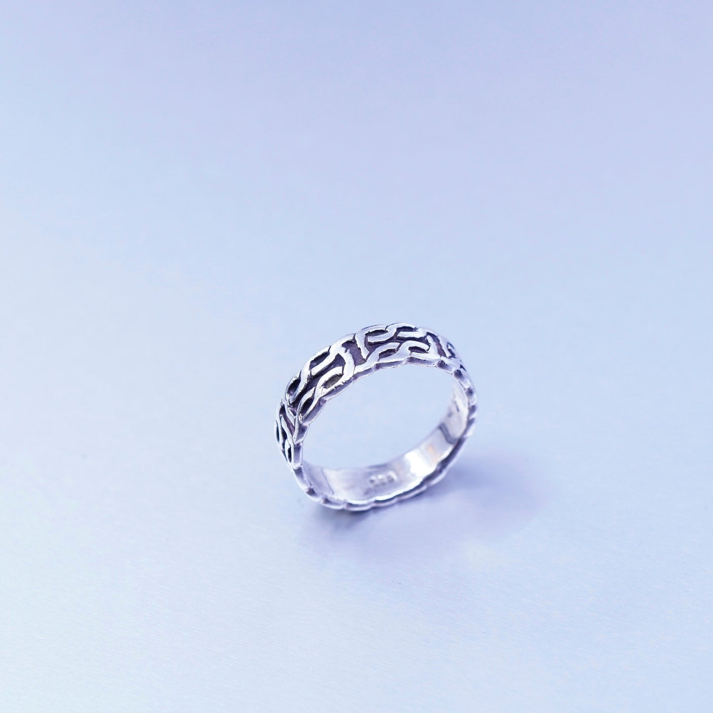 sz 7, southwestern Sterling 925 silver handmade ring, modern wavy textured band