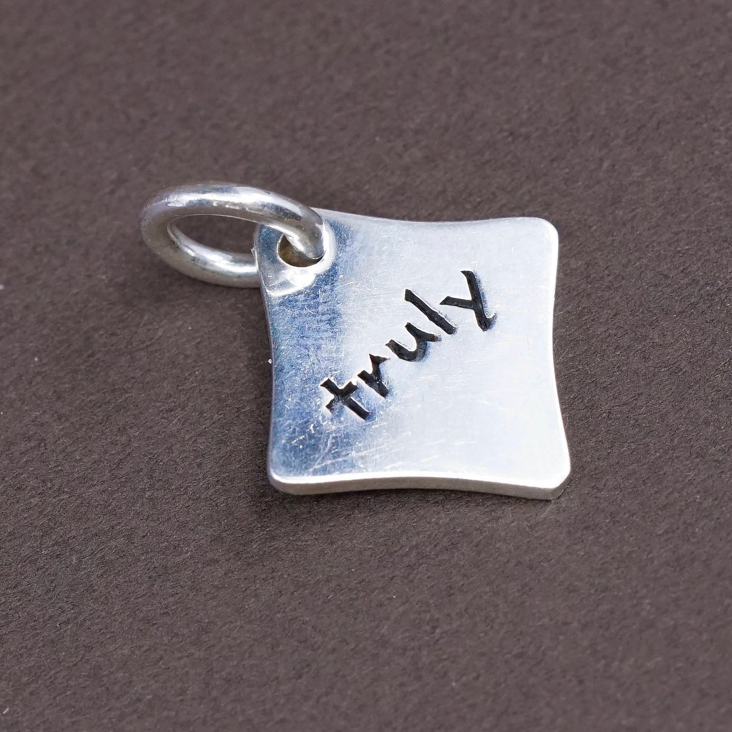 Vintage sterling silver handmade pendant, 925 silver tag embossed “truly”