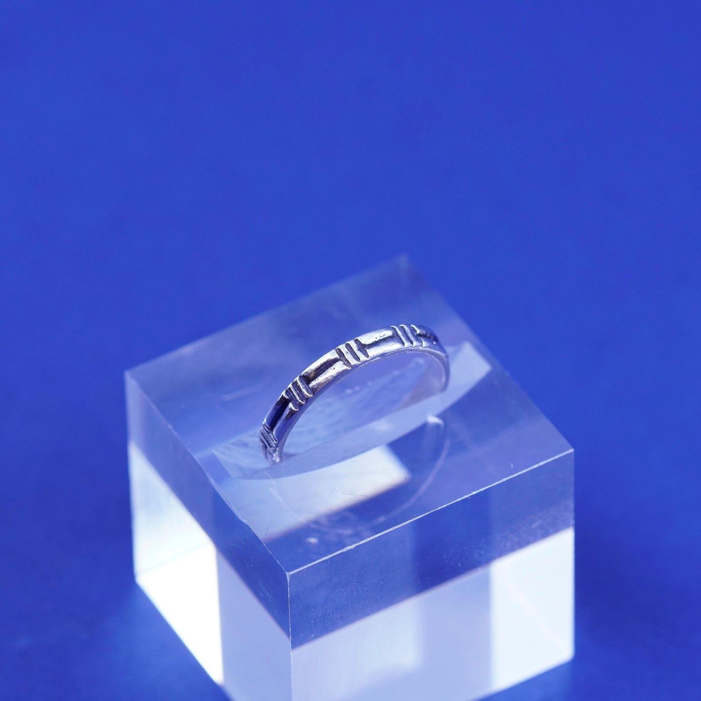Size 6, vintage Sterling silver handmade ring, textured 925 stackable band