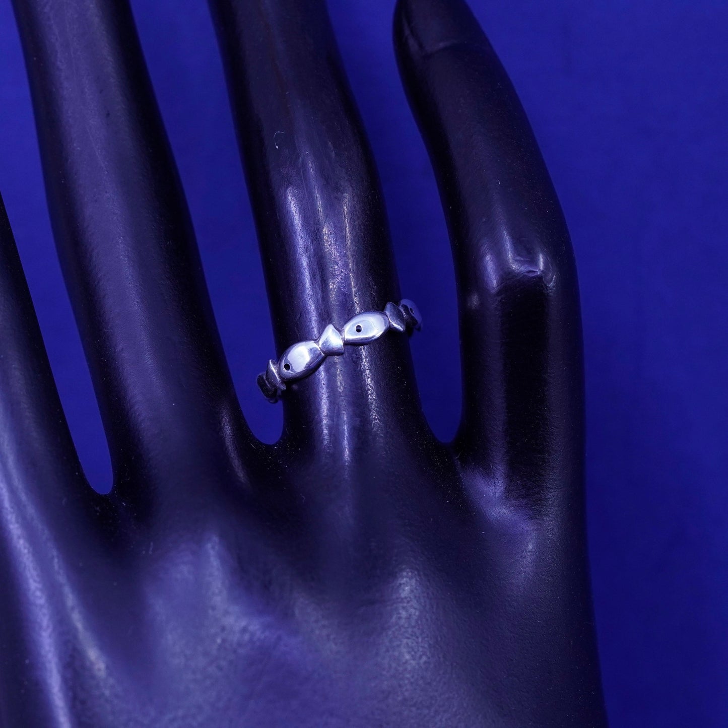 Size 6, vintage Sterling silver handmade ring, 925 prayer fish band