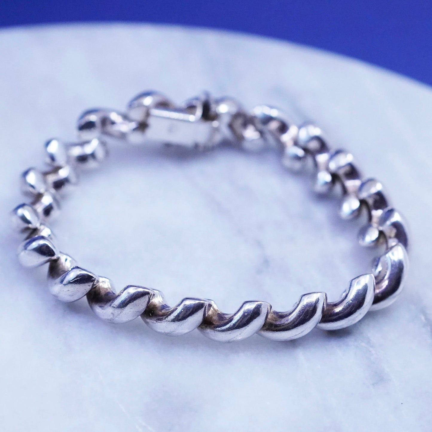 7”, 11mm, vintage Sterling silver men’s bracelet, 925 San Marco chain