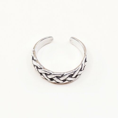 Size 2.75, Vtg Sterling Silver handmade open end Ring. 925 Band W/ Woven Texture