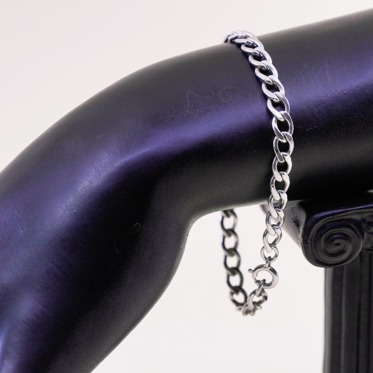 7”, Vintage milor sterling silver flatten curb bracelet, bold 925 men’s chain
