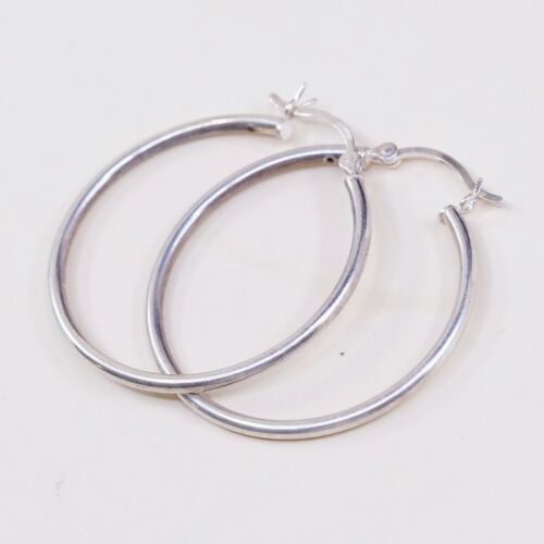 1.25”, Vtg Sterling Silver Hoops, Italy 925 silver, elegant earrings, Huggie