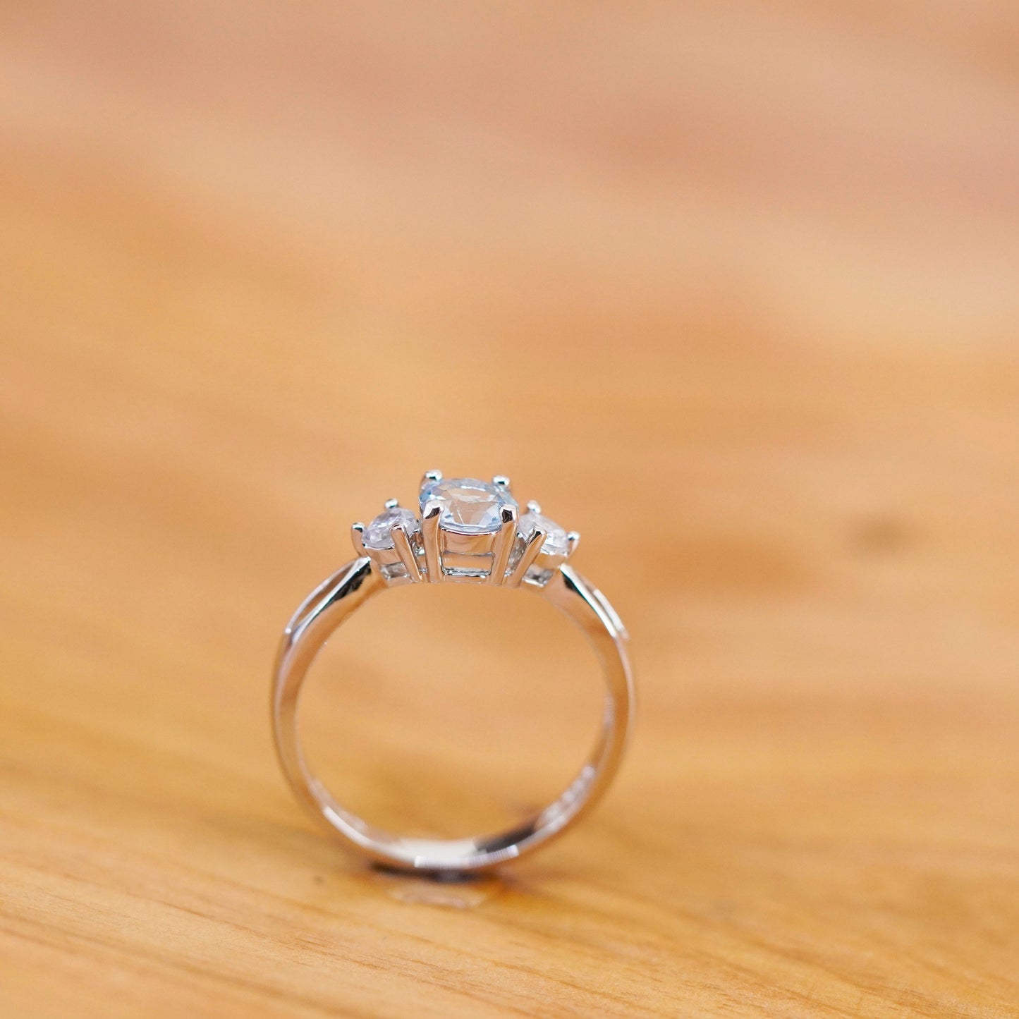 Size 7, vintage Sterling silver handmade ring, 925 engagement band with cz