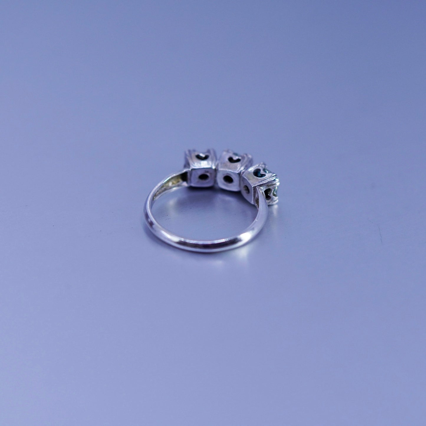 Size 7.5, vintage JJ Sterling 925 silver handmade band ring with cz