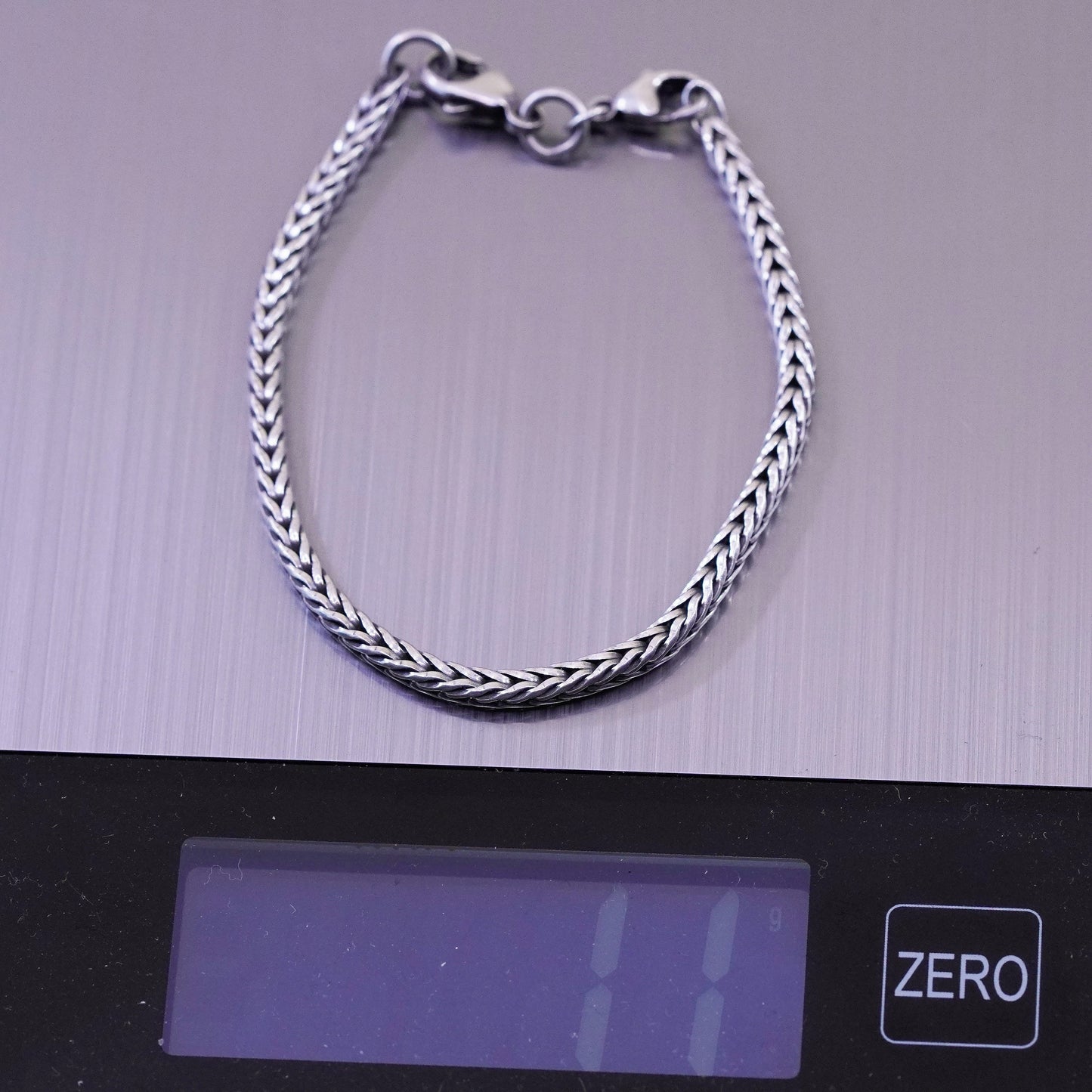 7”, trollbead LAA sterling silver handmade bracelet, bold 925 wheat chain