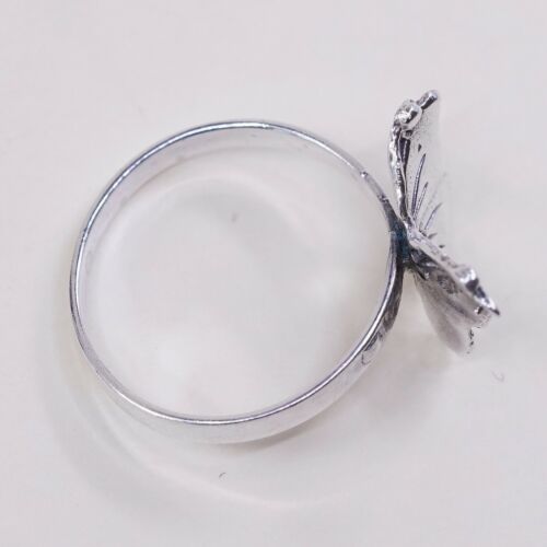Size 8.25, Vtg Han Sterling Silver Handmade Ring, 925 Butterfly Band