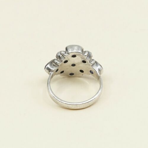 Sz 7.5, Sterling Silver handmade Ring, 925 Silver Ring W/ amethyst, stamped 925
