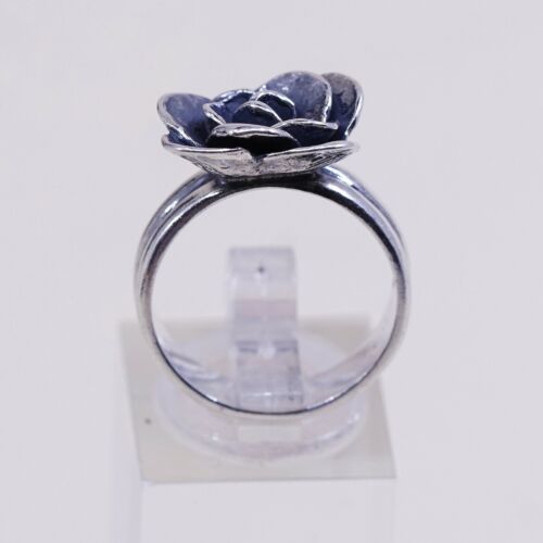 Size 7.25, Silpada Oxidized Sterling Silver Rose Bud Flower Band Ring R2207