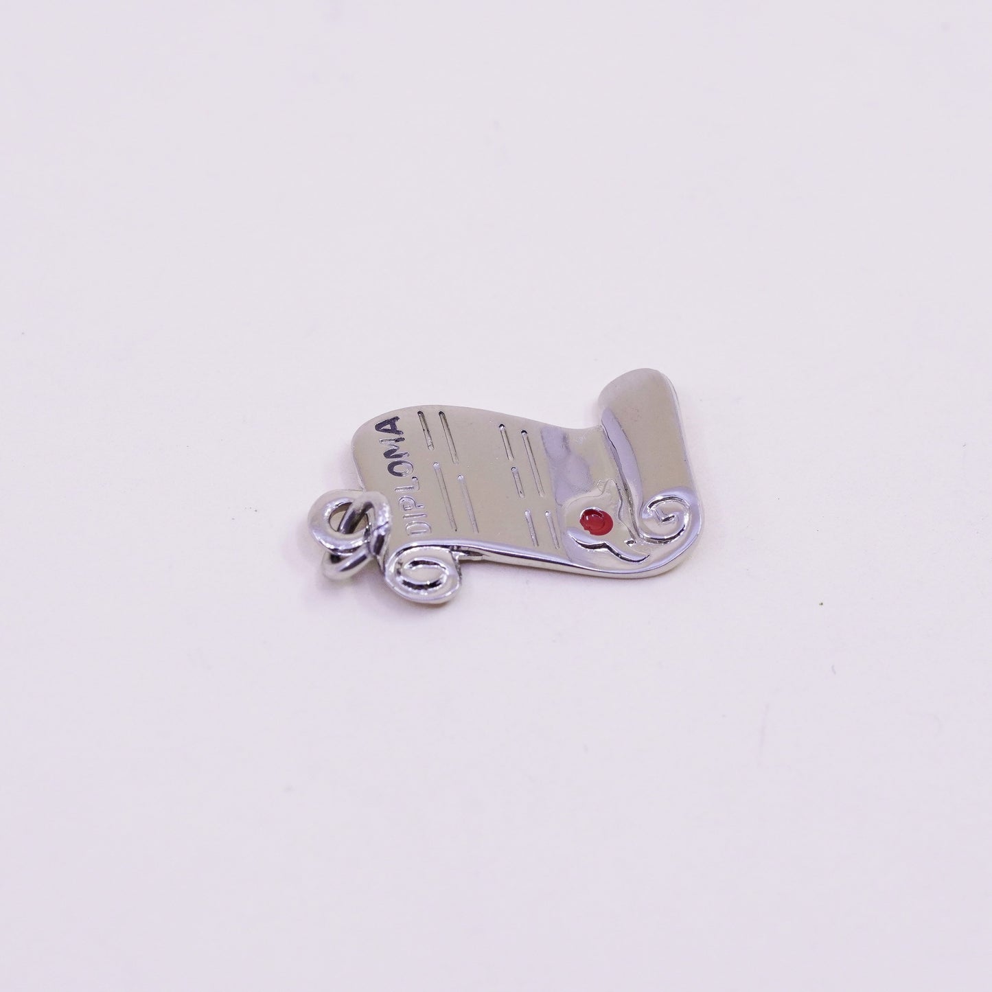 Vintage sterling silver graduation pendant, 925 diploma tag charm