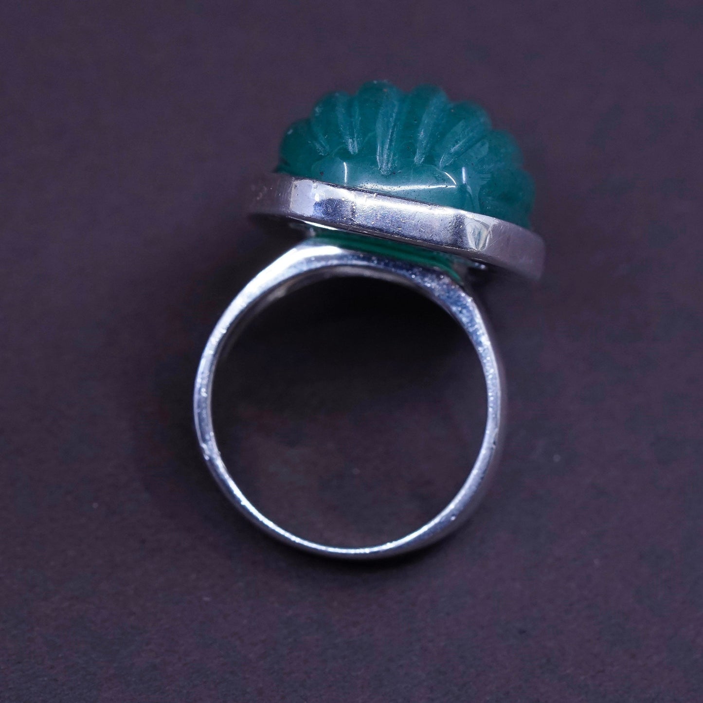 Size 7, ARK Sterling silver ring, 925 statement ring with jade