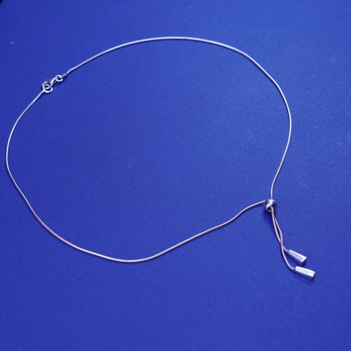 16”, Sterling silver handmade necklace, 925 snake chain long teardrop pendant