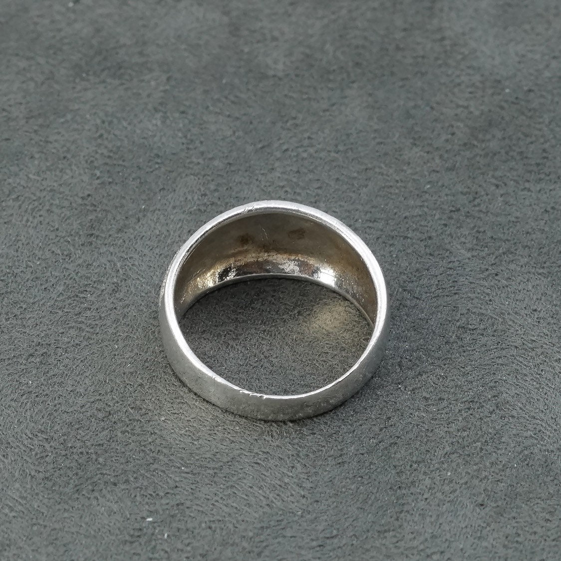sz 9.25, vtg Sterling silver handmade ring, Mexican 925 band w/ Matt surface