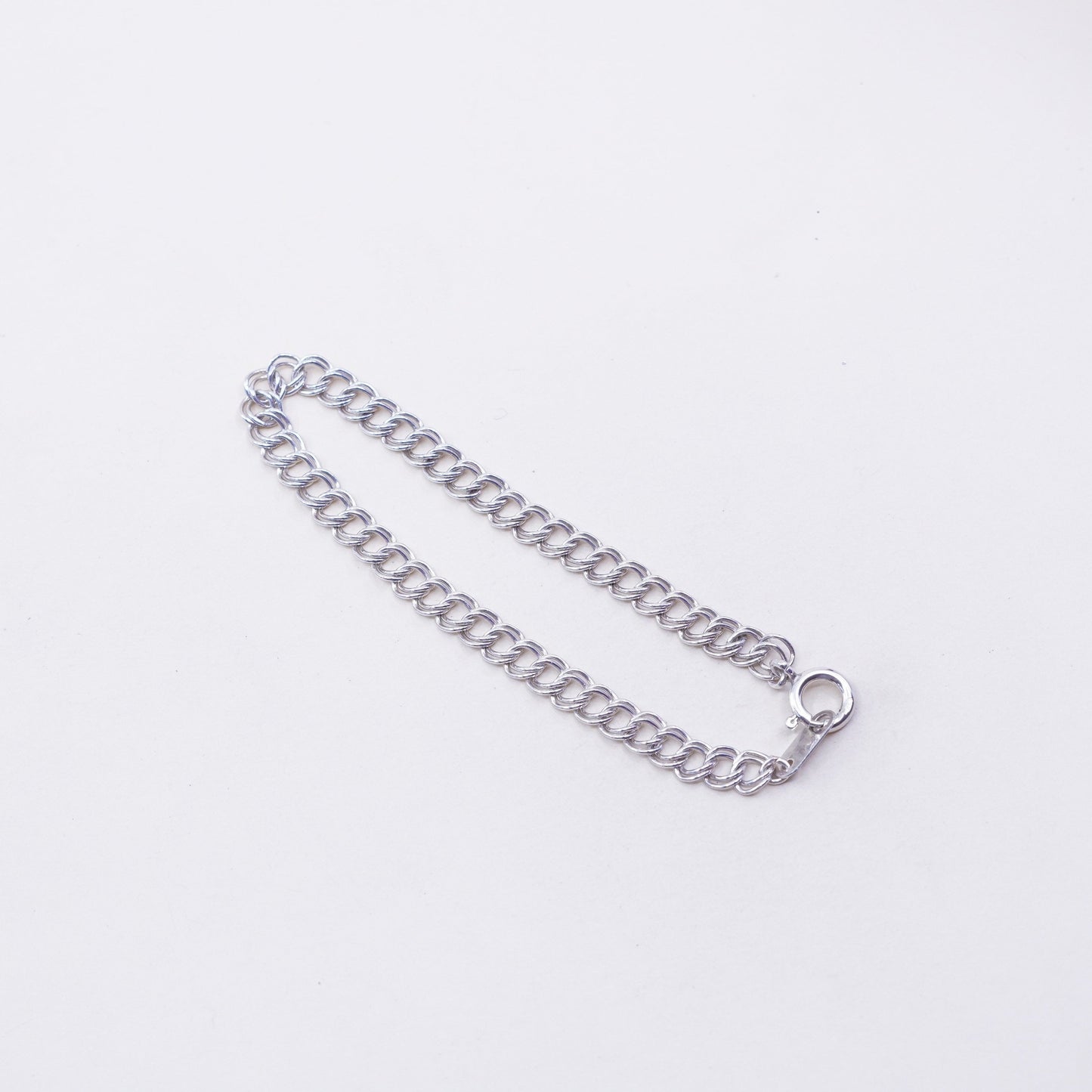 7”, 7mm, Vintage prochain sterling silver bracelet, 925 double curb chain