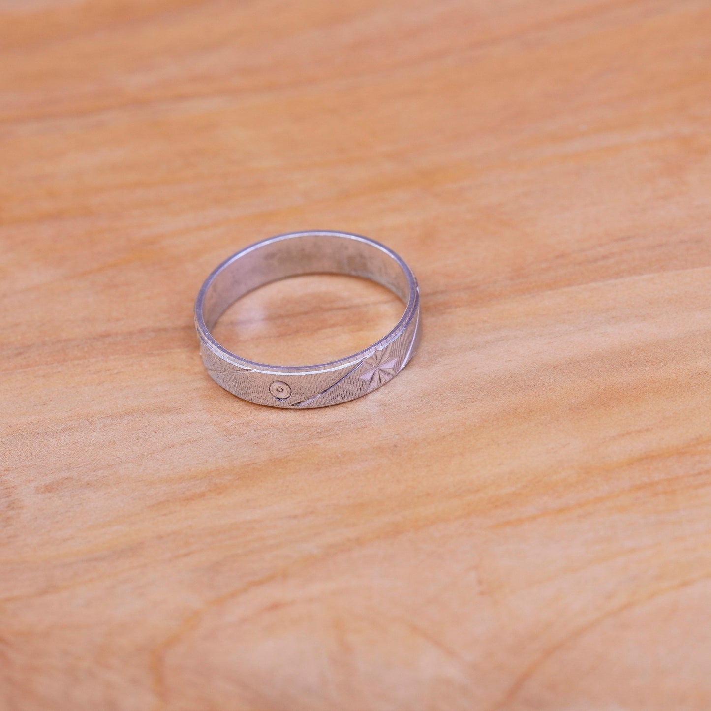 size 11, vintage Sterling silver handmade ring, 925 textured band