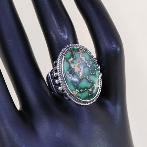 Sz9, Antique Navajo Sterling 925 Silver edison sandy smith Bisbee Turquoise Ring