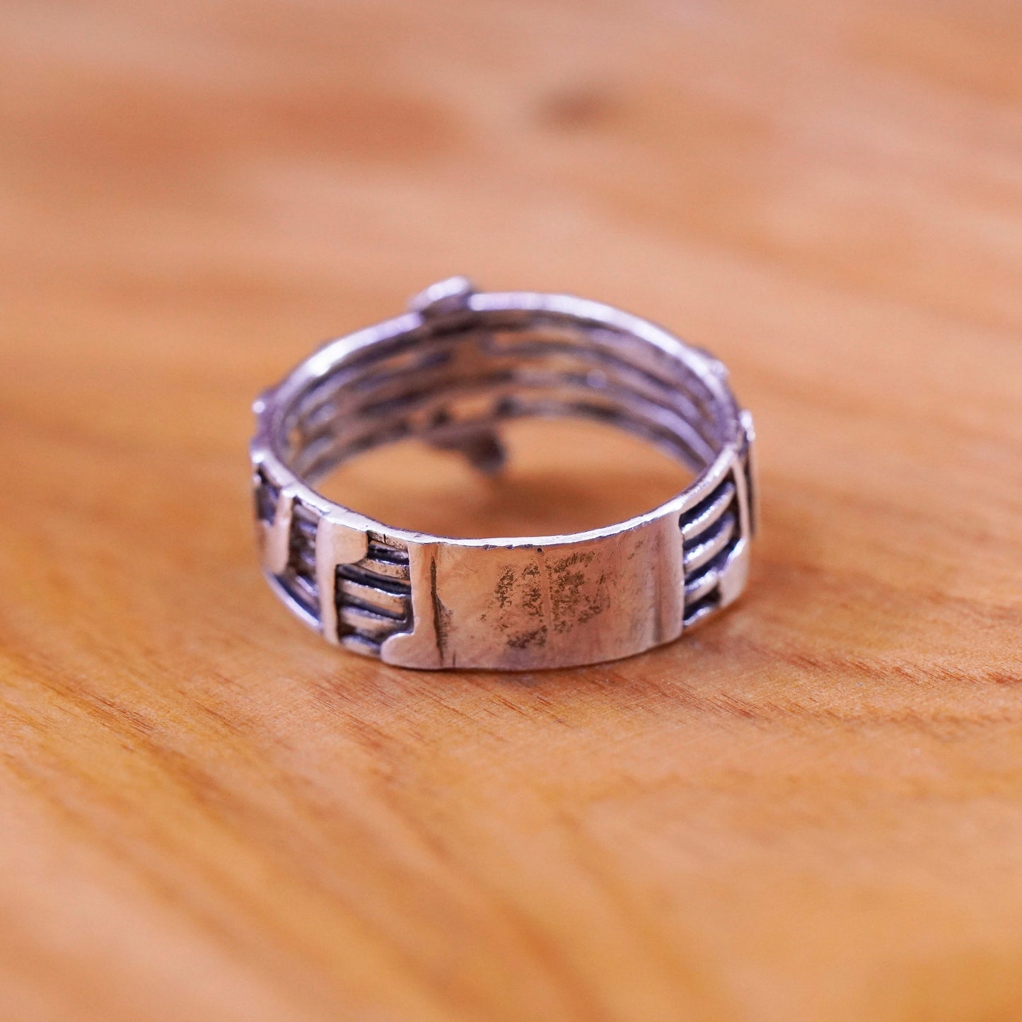 Size 7, vintage sterling silver handmade ring. 925 music note symbol