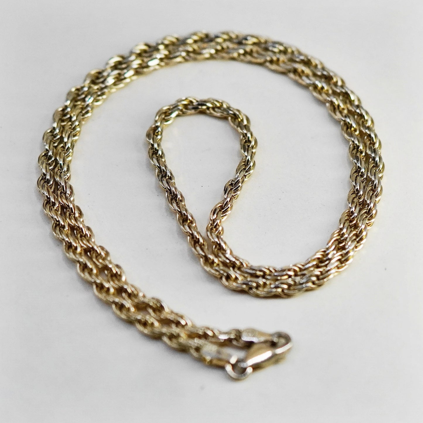 20”, vermeil gold over Sterling silver necklace bold 925 diamond cut rope chain