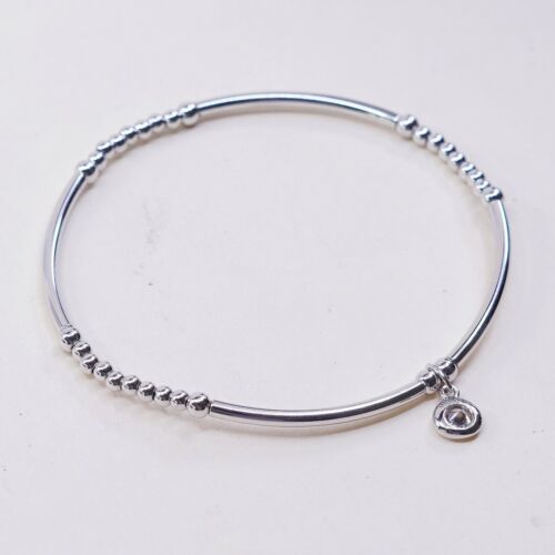 6.5”, Vintage Next Sterling Silver Handmade Bracelet, 925 Bangle W/ Elastic Band