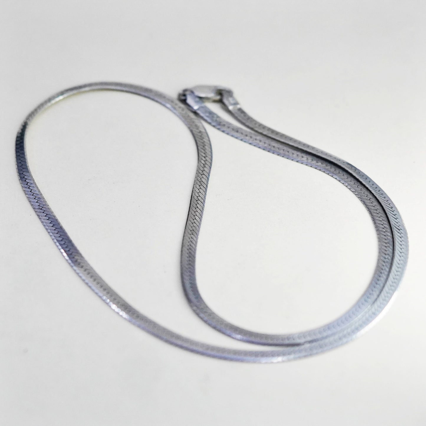 20” 4mm, Vintage Italy sterling silver necklace, bold 925 herringbone chain