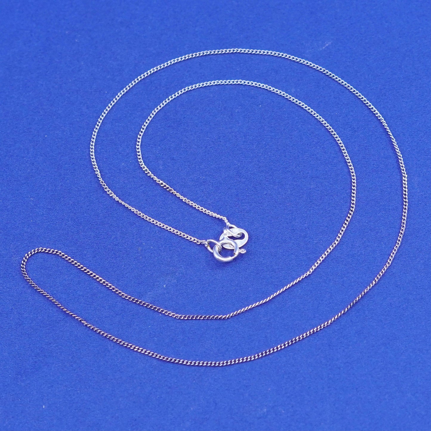 16”, 1mm, vintage Italy Sterling silver necklace, 925 curb chain