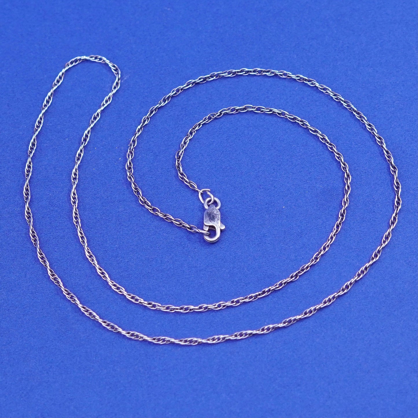17.5”, 1mm, vintage Sterling silver necklace, 925 Singapore rope chain
