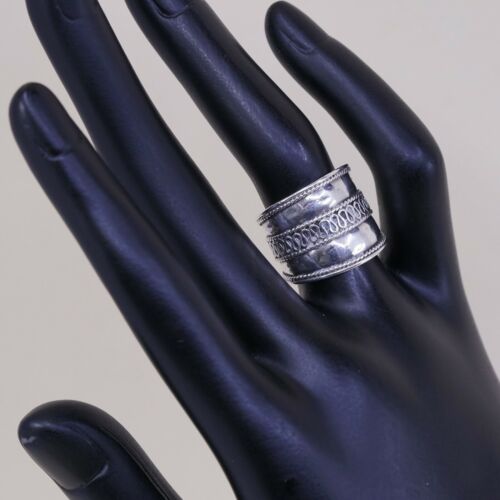 Size 6.5, Vtg Sterling Silver Handmade Ring 925 Band w Cable Around, Open End