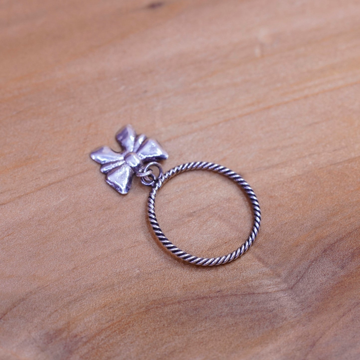 Size 3.5, vintage Sterling 925 silver handmade ring with butterfly charm