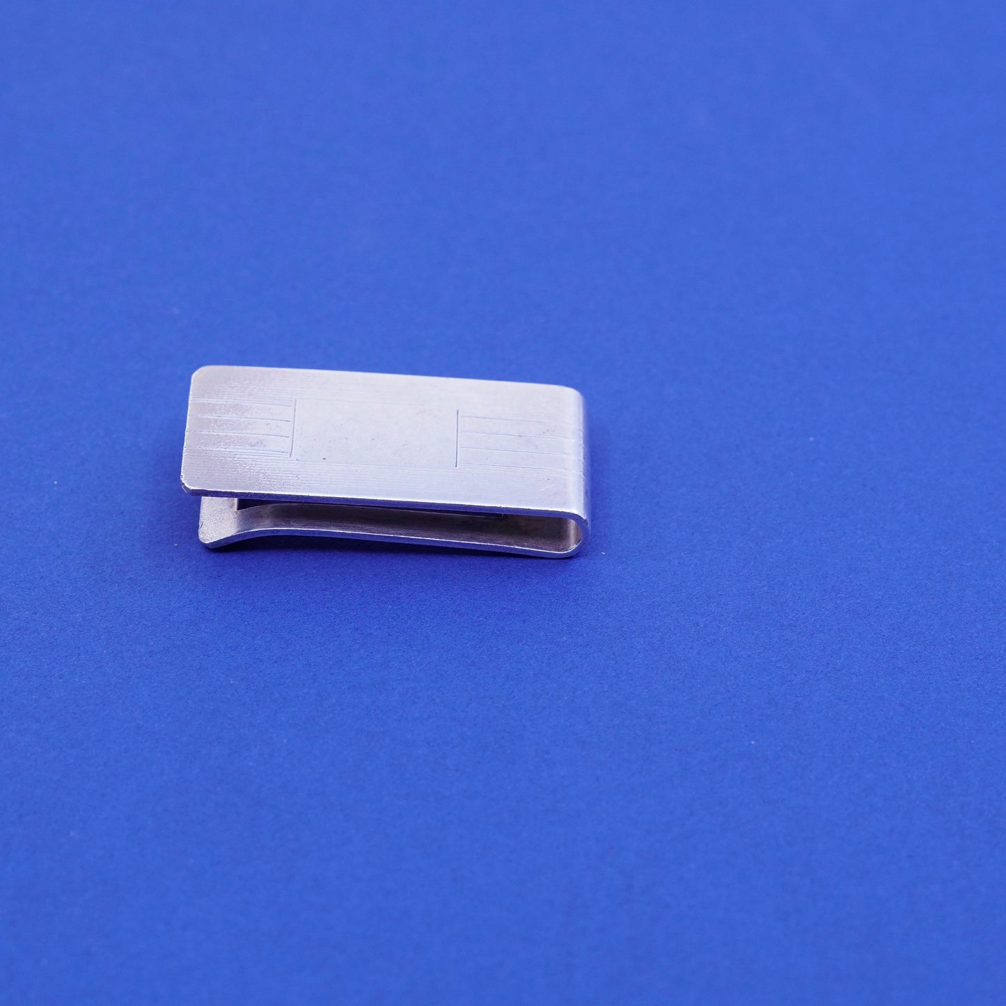 Vintage sterling silver handmade tie clip, 925 money clip with pattern engraved
