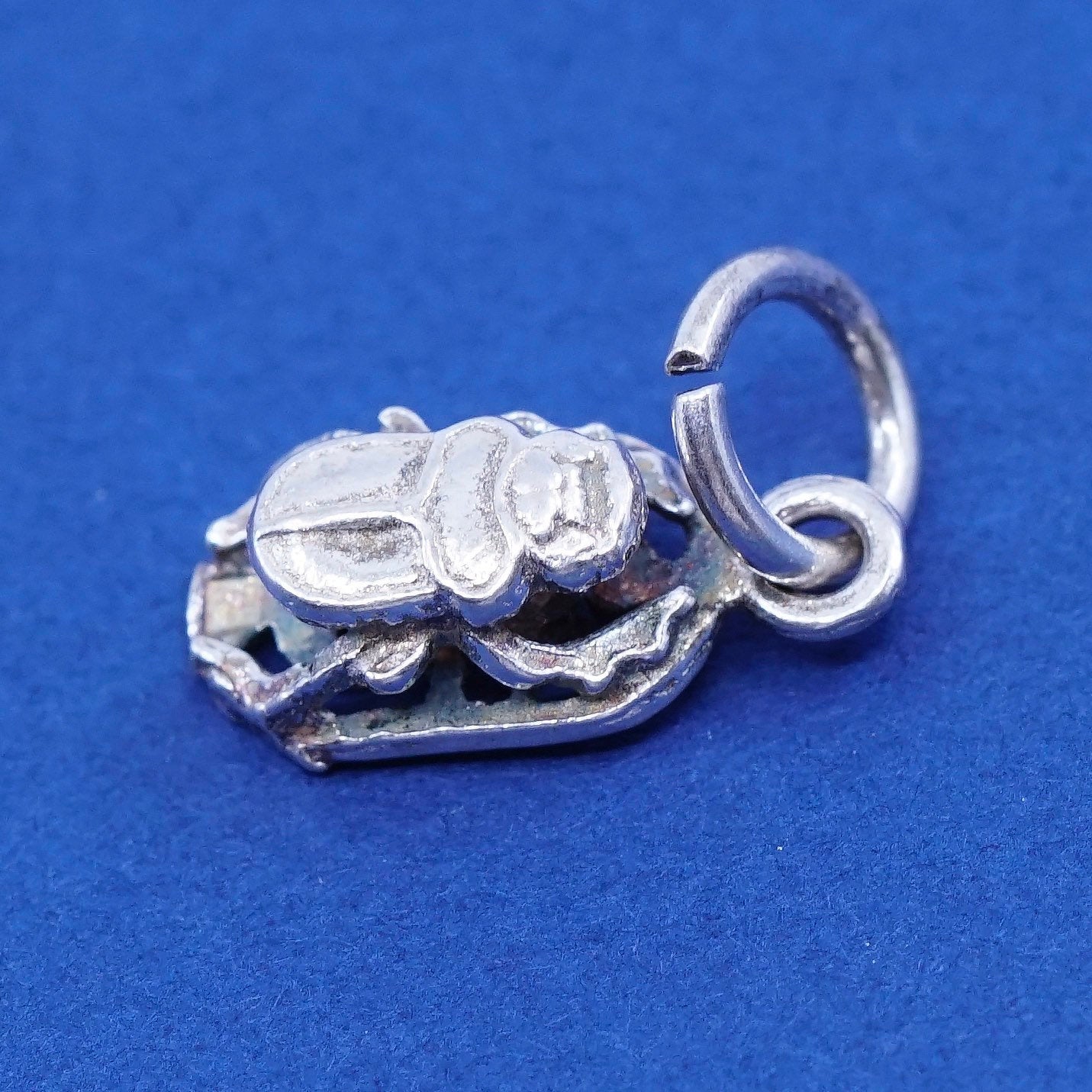Vintage Sterling silver handmade pendant, 925 beetle charm