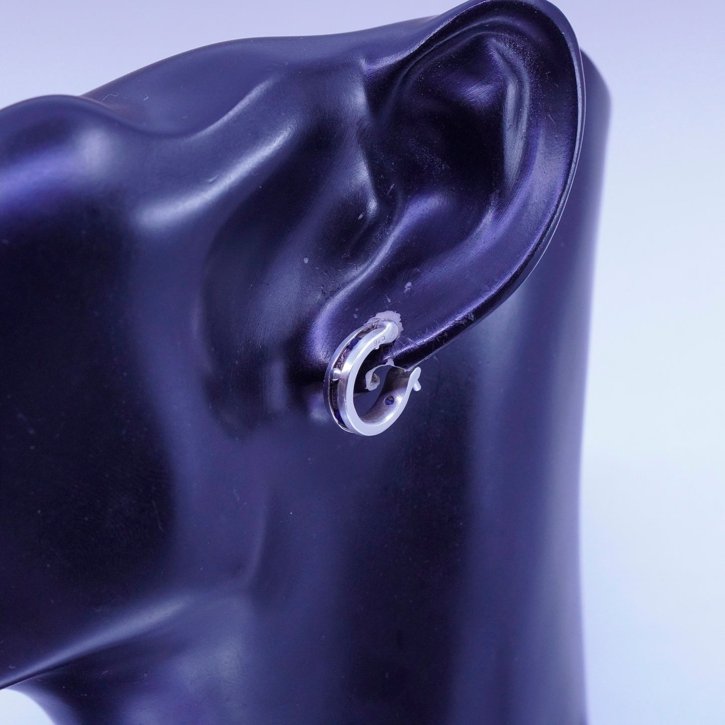 0.5”, vintage Sterling silver handmade earrings, 925 huggie hoops and beads