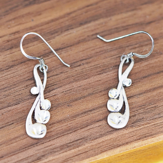Vintage Sterling 925 silver handmade earrings with swirly dangle