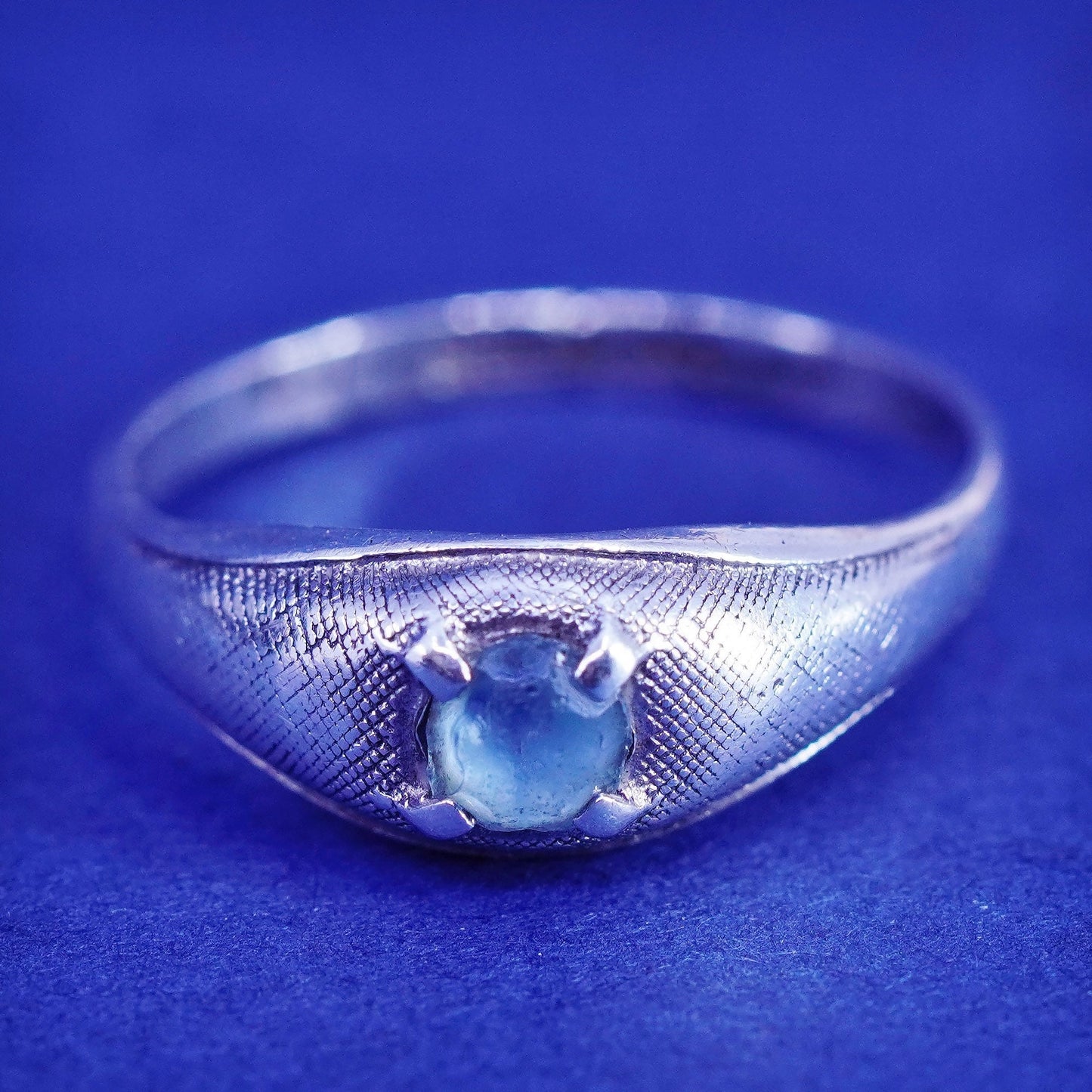Size 3.5, vintage Sterling silver handmade ring, 925 stackable ring with topaz