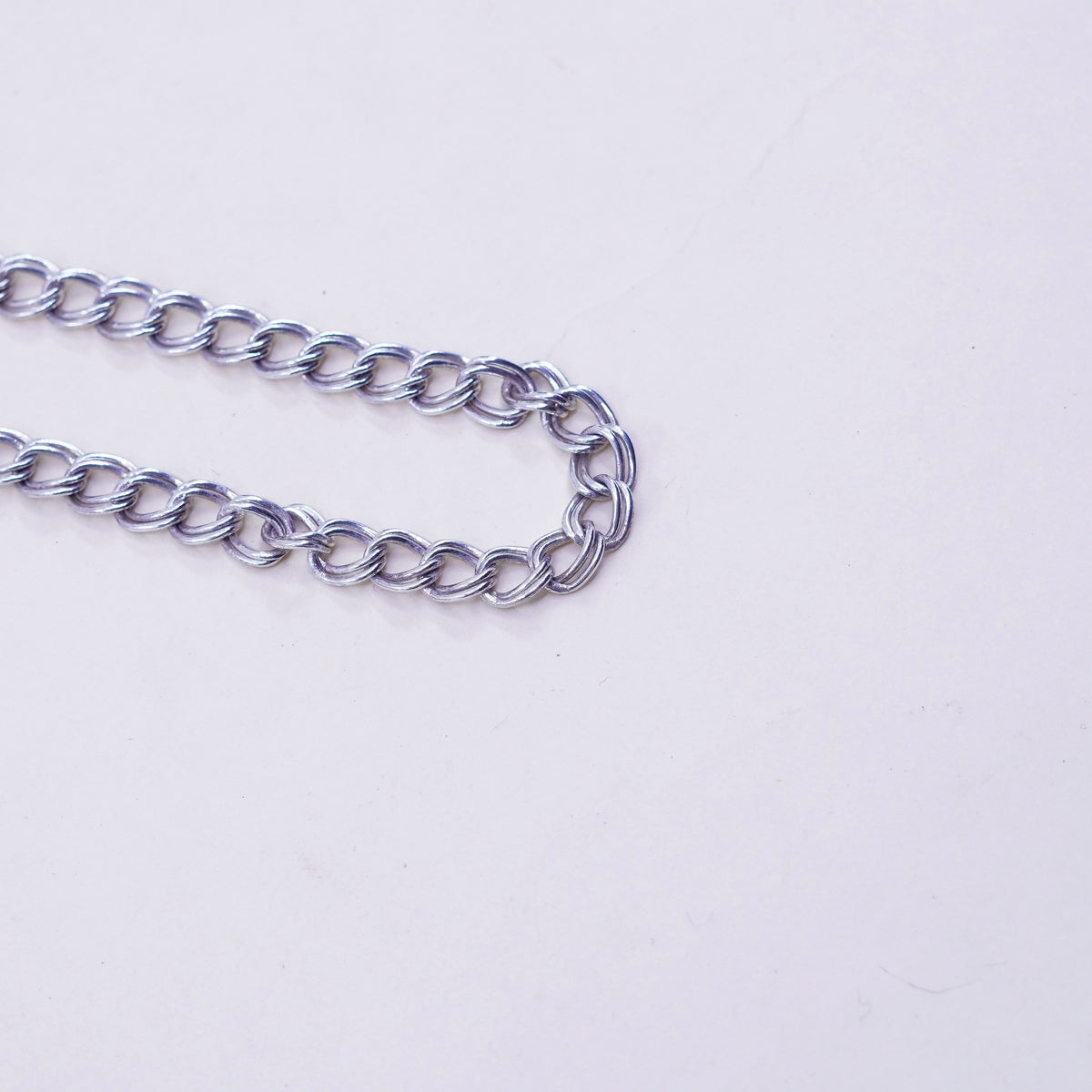 7.5”, 6mm, Vintage sterling silver double curb bracelet, 925 chain