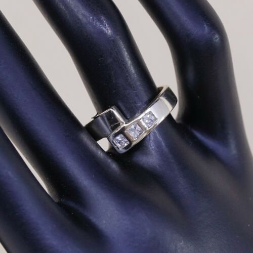 Sz 7.5, Vermeil Gold Over Sterling Ring, 925 Silver Ring W/ Crystal, Stamped 925