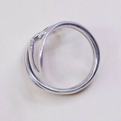 Sz 6.75 Vtg Sterling Silver Handmade Ring 925 Band Wavy, Stamped 925