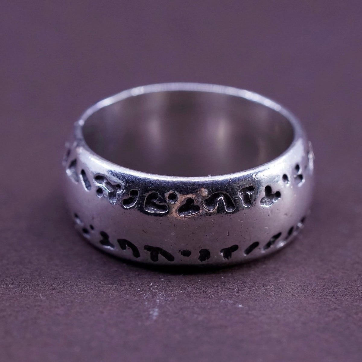 Size 6.5, vintage Sterling 925 silver handmade textured wide band ring