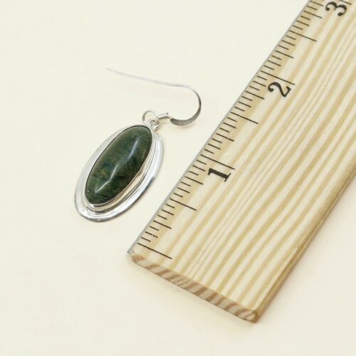 Vtg Amazing handmade Sterling Silver earrings, 925 W/ Oval Turquoise Dangles