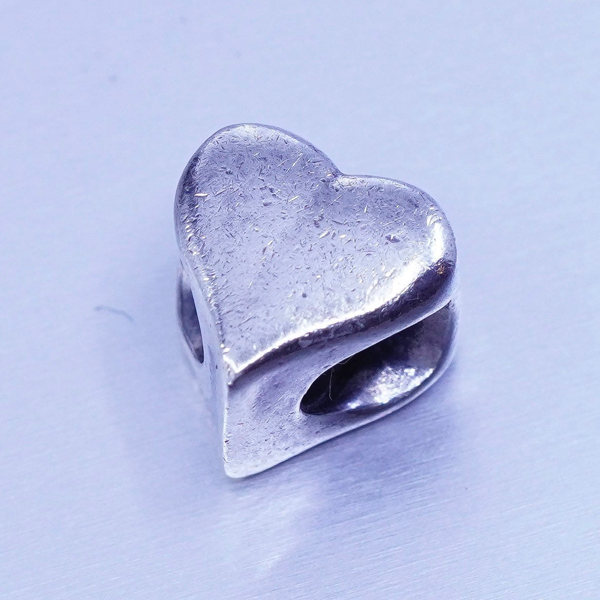 Antique Sterling silver handmade simple 925 heart bead