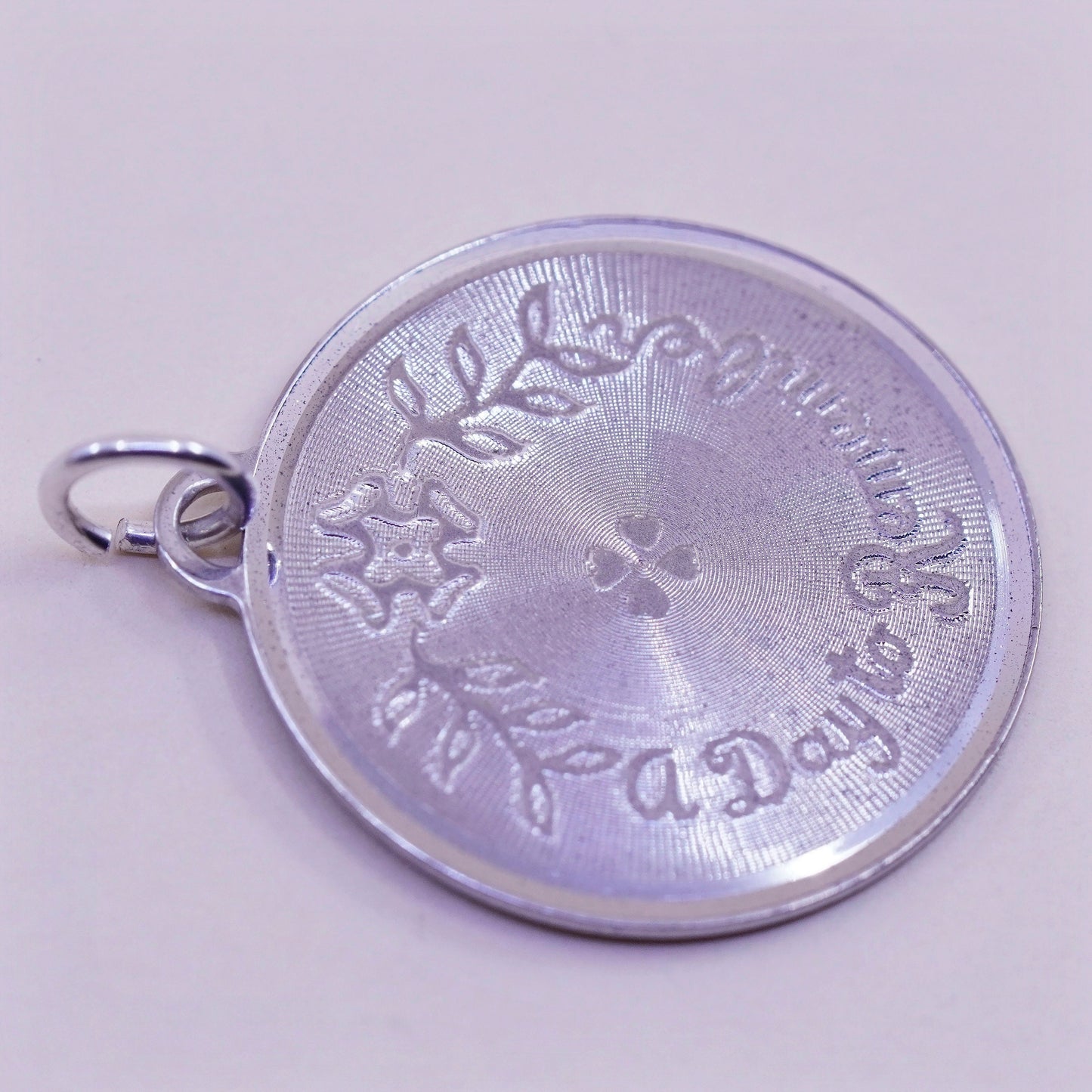 Vintage sterling 925 silver handmade pendant, “a day to remember” tag charm