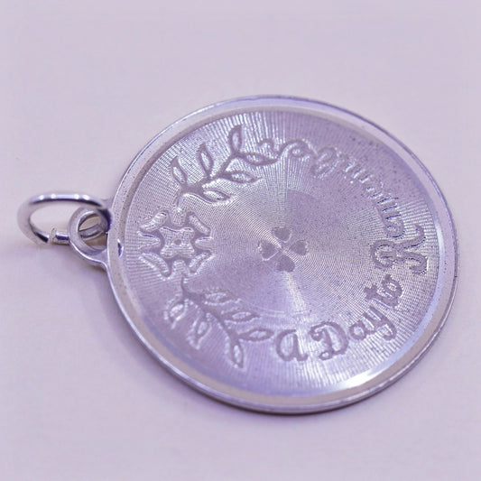 Vintage sterling 925 silver handmade pendant, “a day to remember” tag charm