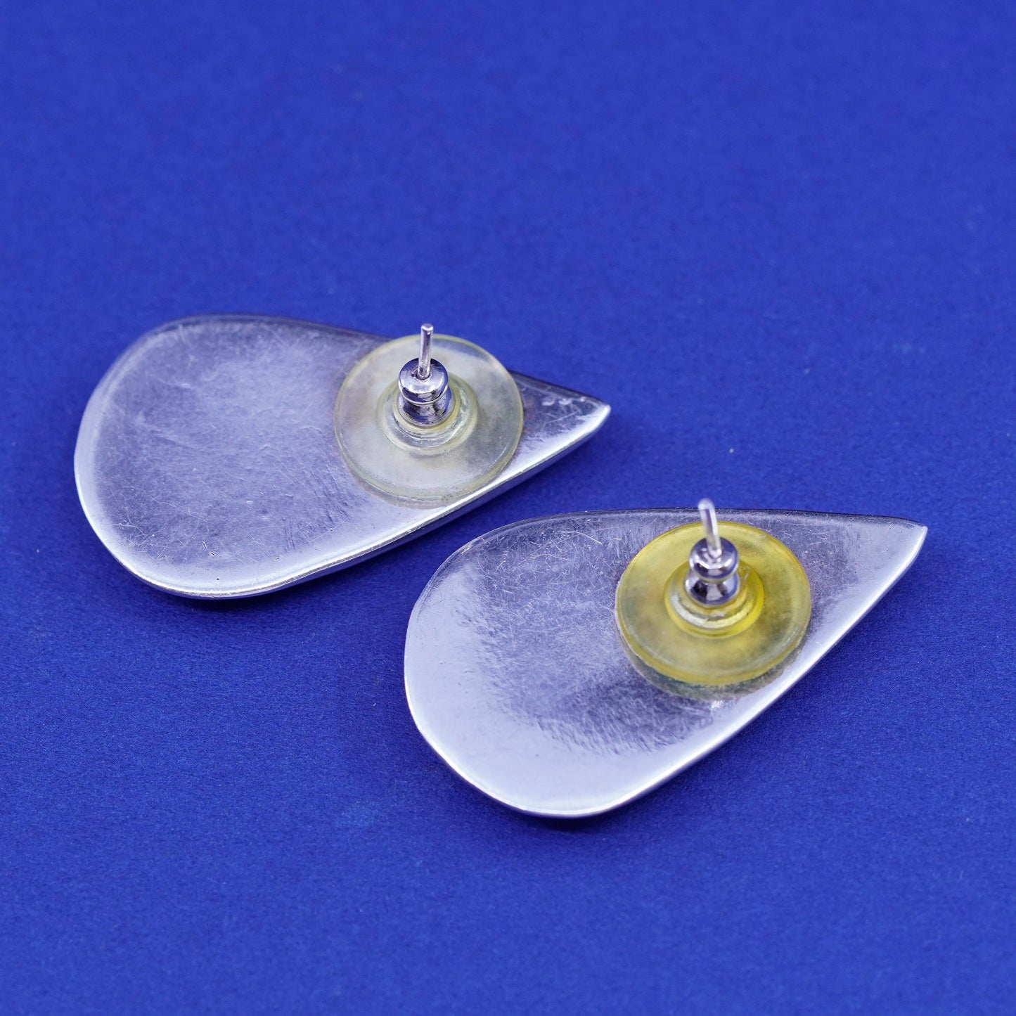 vintage Sterling silver handmade Ribbed teardrop earrings, modern 925 studs