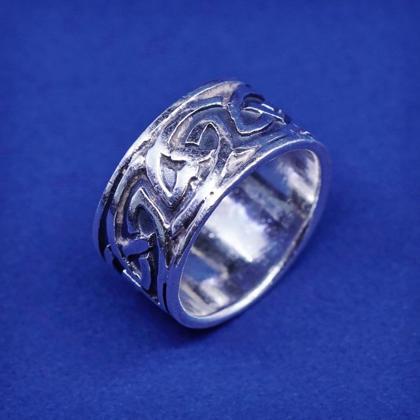 Size 5, vintage Sterling silver handmade ring, hopi 925 woven textured band
