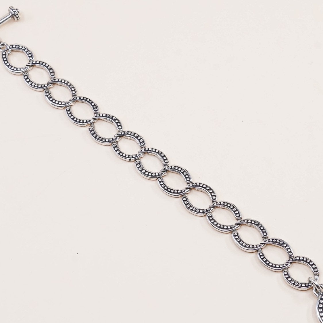 7", VTG sterling silver link bracelet, charm bracelet, 925 curb link chain