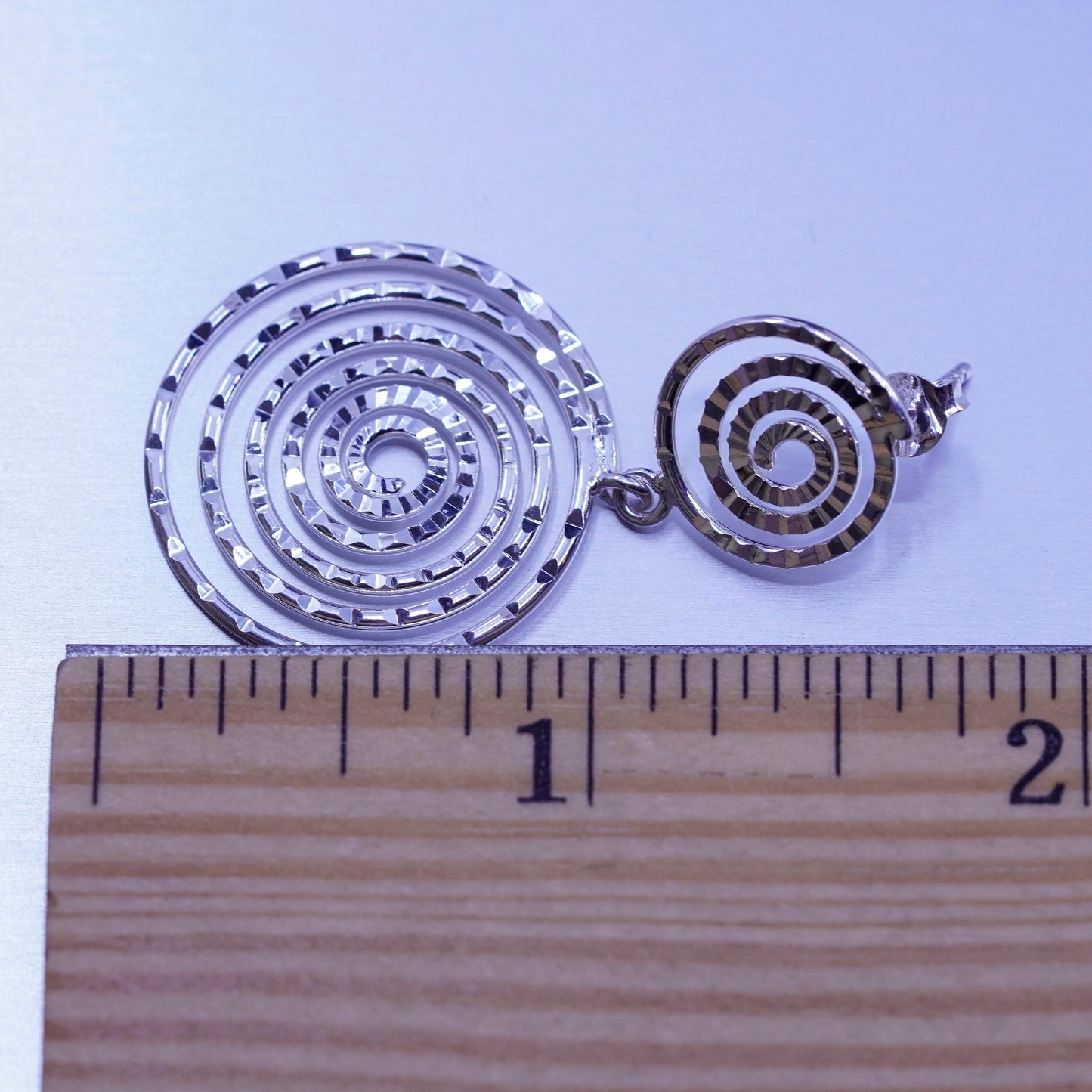 Vintage Sterling 925 silver handmade swirly circle earrings