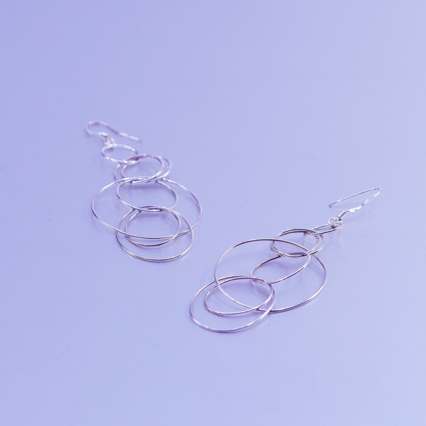 Vintage Sterling 925 silver handmade entwined circle earrings