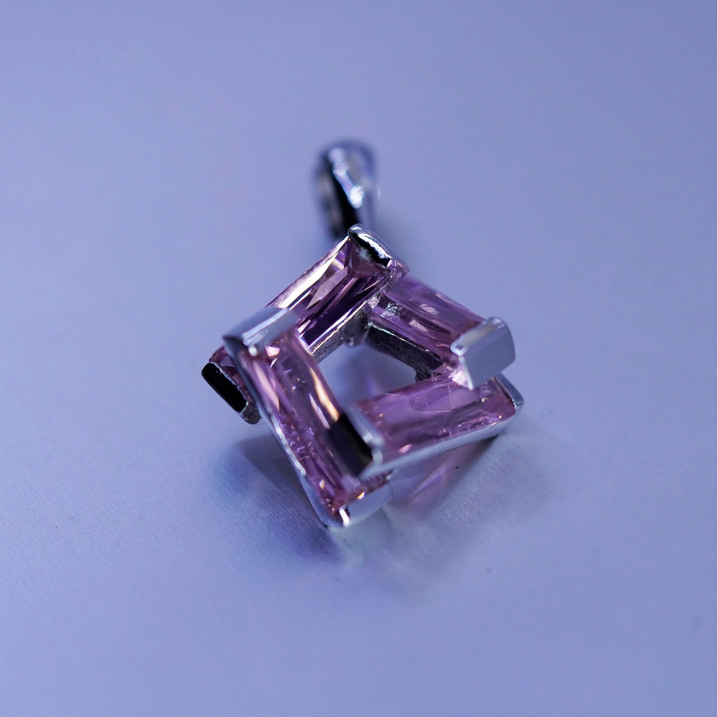 antique sterling 925 silver healing pendant with rose pink crystal