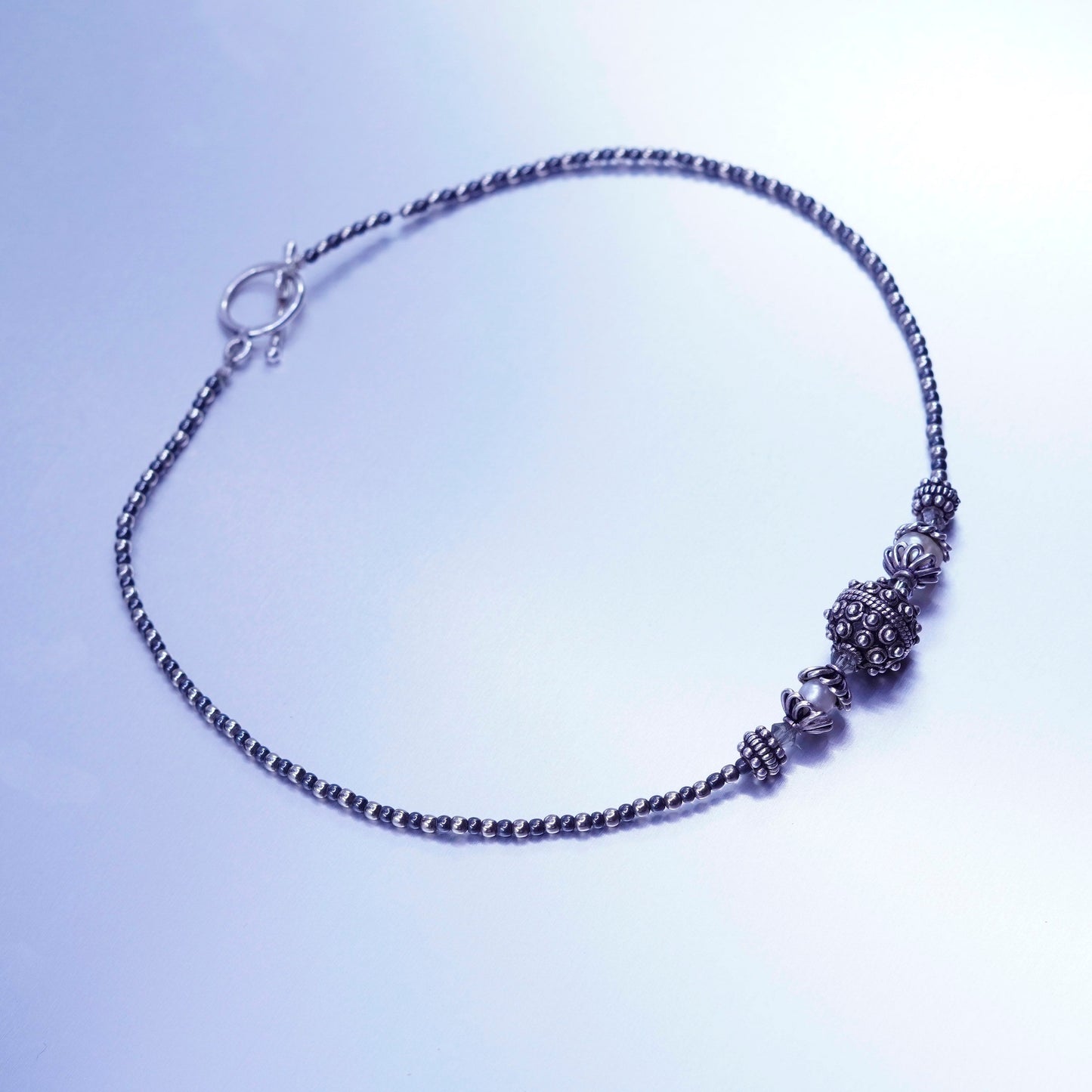 16”, Native American Sterling 925 silver handmade necklace hematite pendant