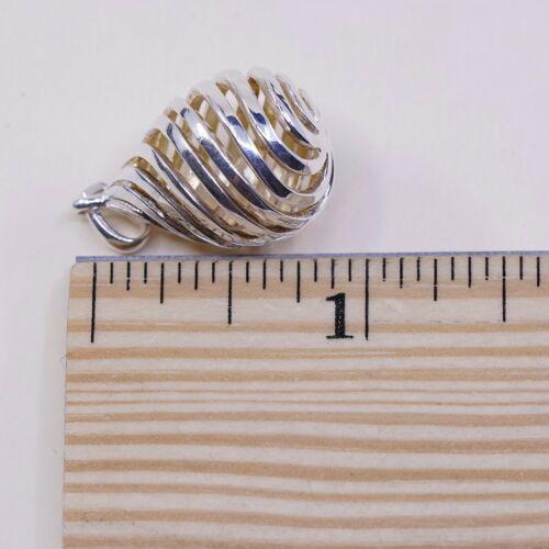 Vtg Modern Simple Sterling Silver handmade Pendant, 925 Swirl Teardrop